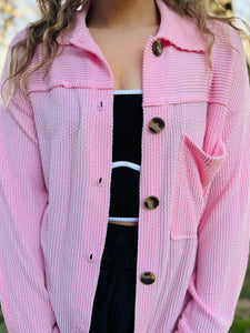 Pink Ribbed Shacket