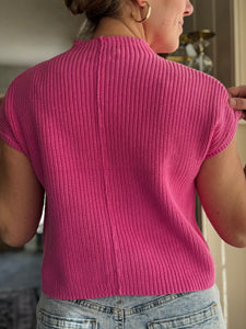 Candy Pink Short Sleeve Sweater