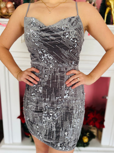 Silver Sequin Party Dress