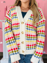 Colorful Knit Button Cardigan