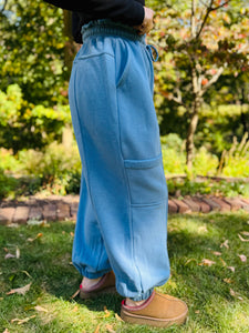 Oversized Blue Cargo Sweatpants