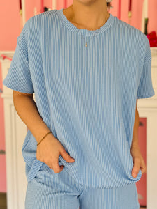 Ribbed Light Blue Top