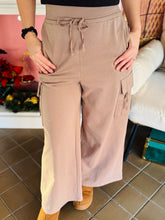 Tan Wide Leg Cargo Pants