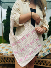 Bow Crochet Tote Bag