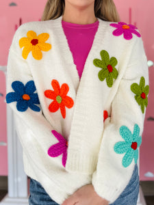 3D Knitted Flower Cardigan