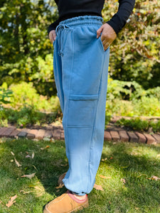 Oversized Blue Cargo Sweatpants