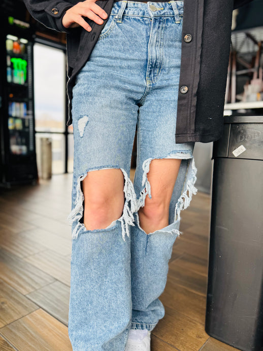 Distressed Medium Wash Jeans