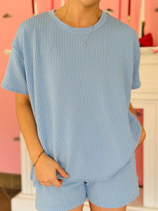 Ribbed Light Blue Top