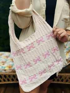 Bow Crochet Tote Bag