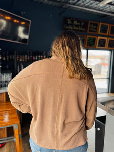 Brown Quarter Button Up Top