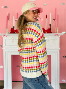 Colorful Knit Button Cardigan