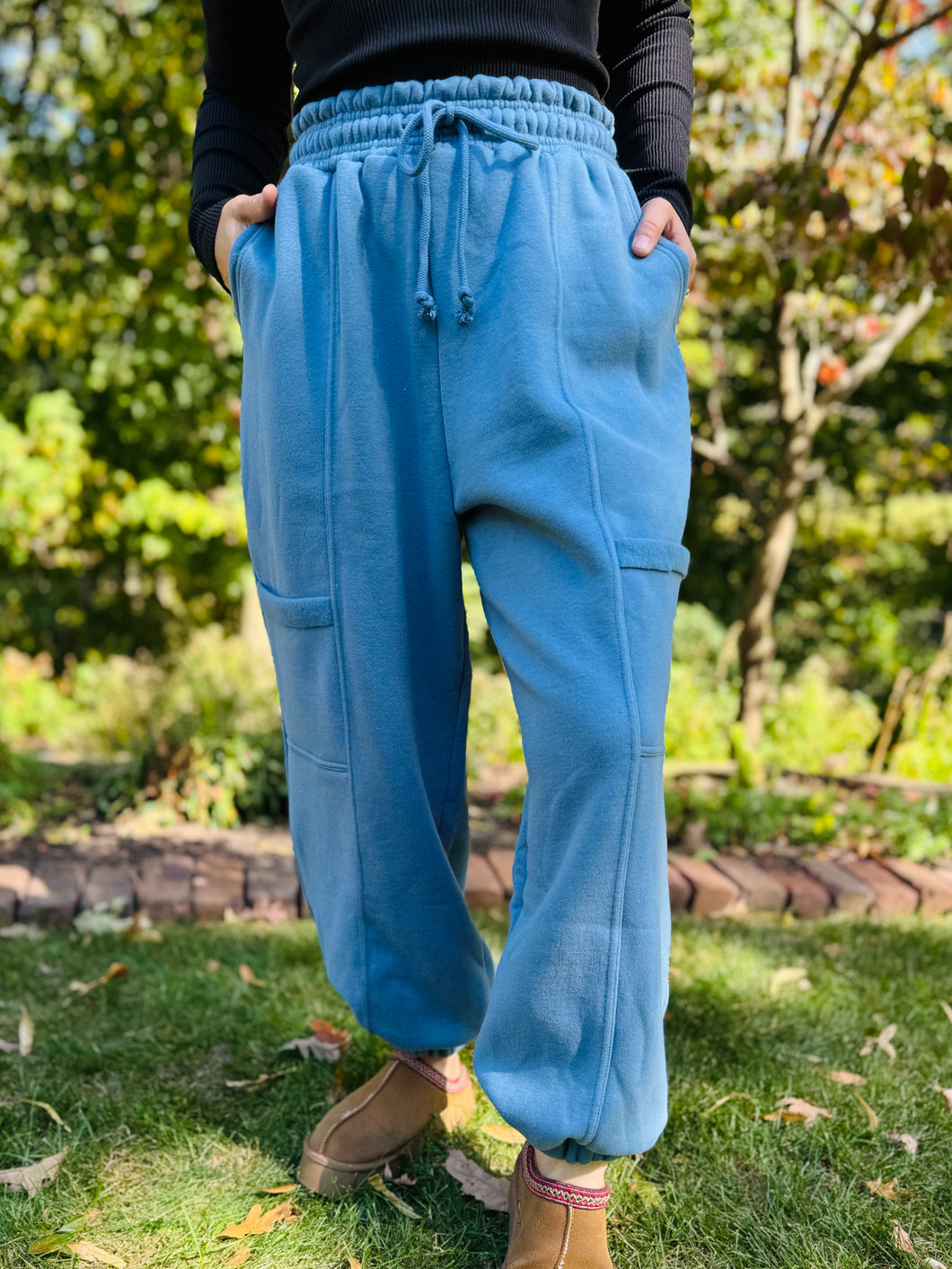 Oversized Blue Cargo Sweatpants