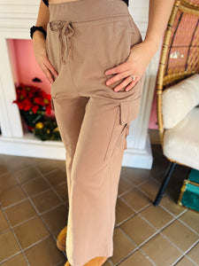 Tan Wide Leg Cargo Pants