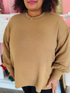 Brown Knit Long Sleeve Top