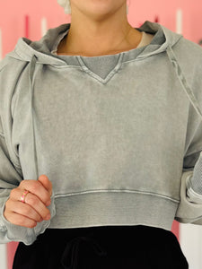 Grey Mineral Wash Pullover Hoodie