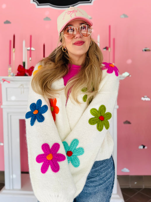 3D Knitted Flower Cardigan