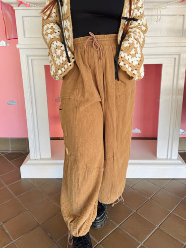 Taupe Gauze Harlem Baggy Pants