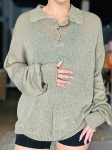 Olive Button Pullover