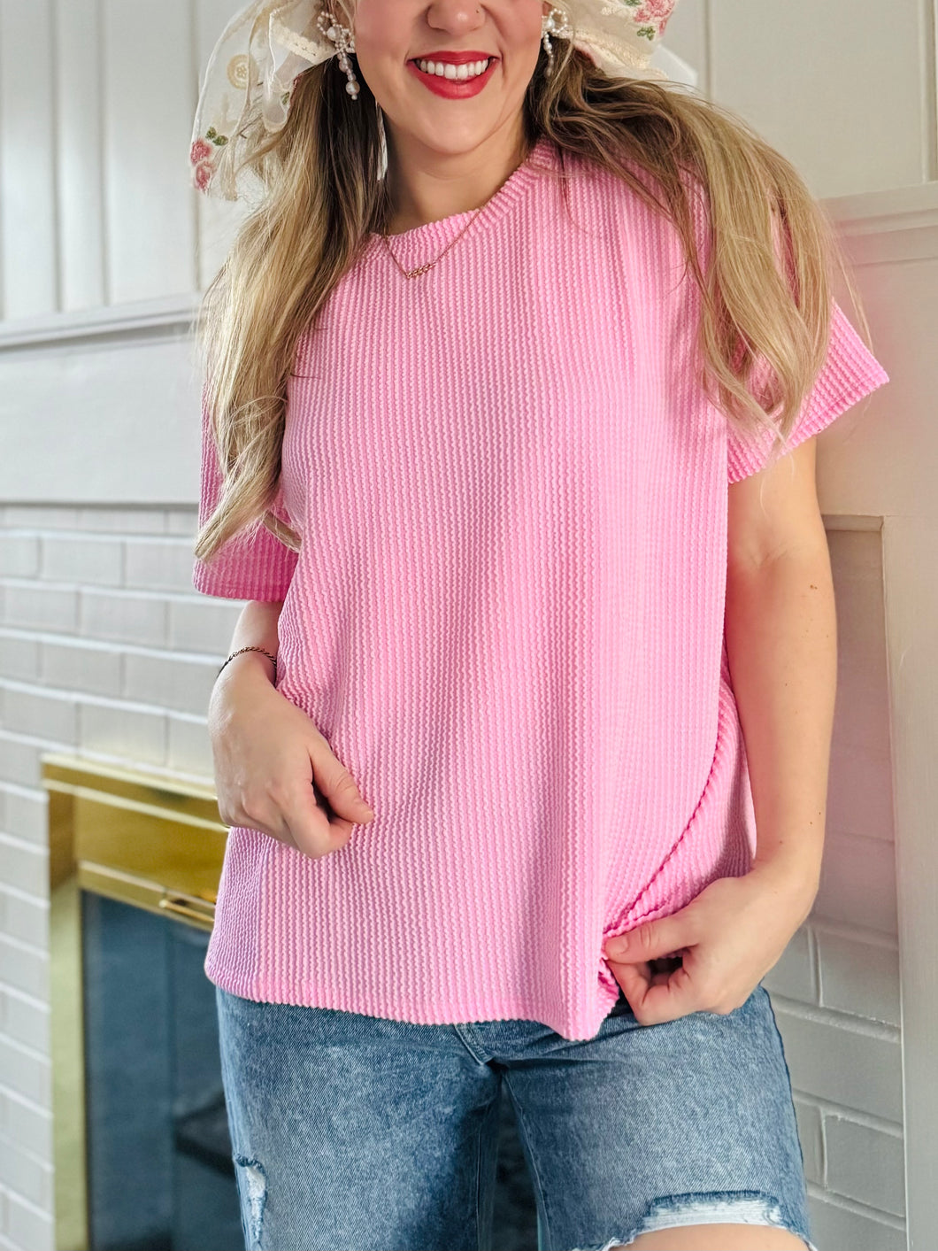 Ribbed Light Pink Top