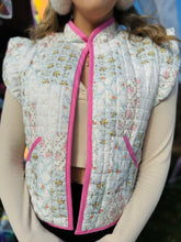 Floral Quilted Ruffle Vest