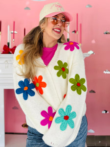 3D Knitted Flower Cardigan